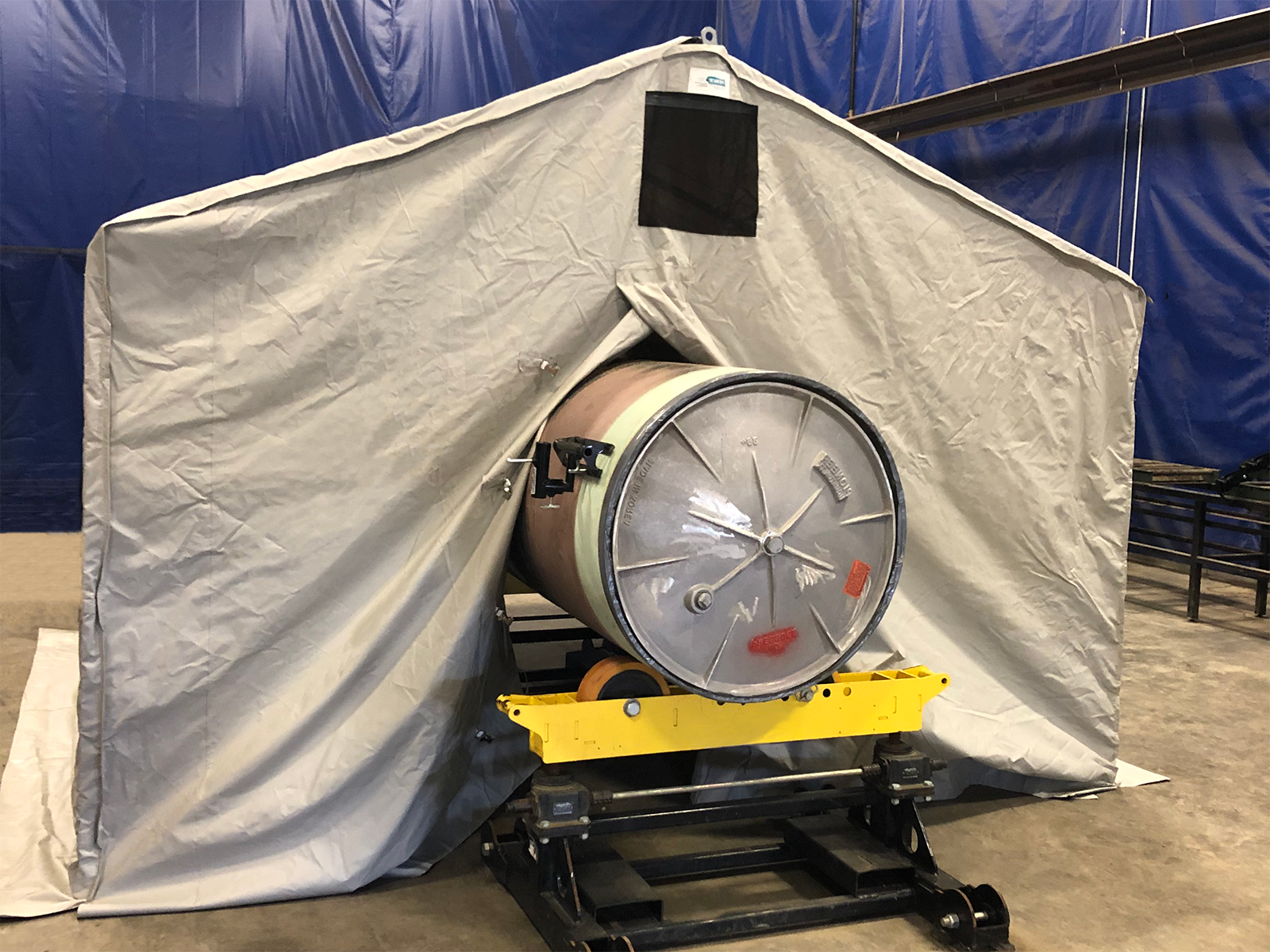 Welding Tent on Pipe